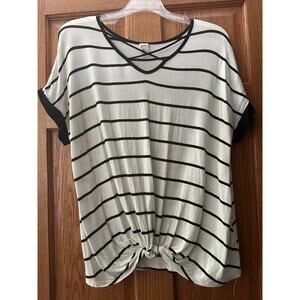 Fin Ray Striped Dolman Top Tie Waist Size Large